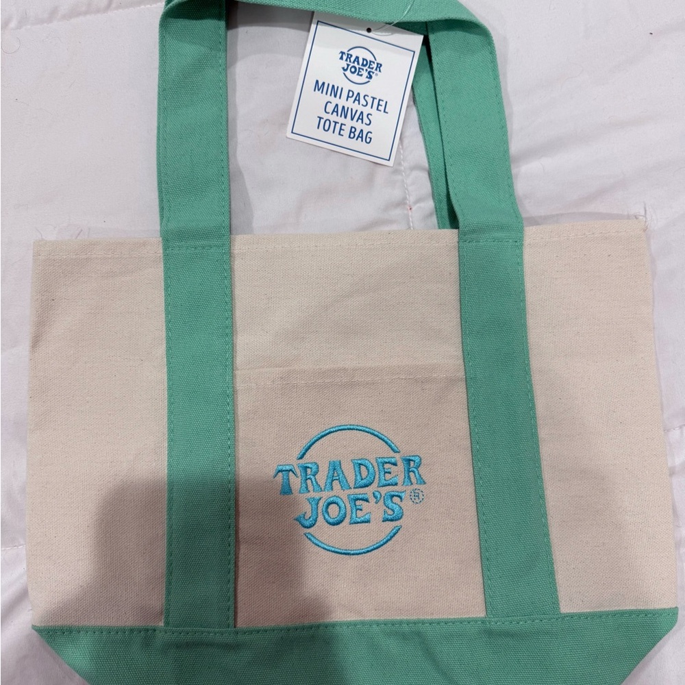 Green and Cream Canvas Tote Bag